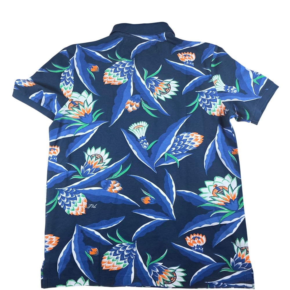 NWT Polo Ralph Lauren Men's Tropical Floral Polo Shirt Size Medium Blue $125 - Picture 3 of 9